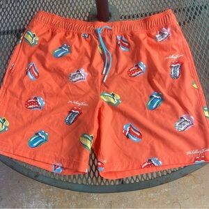 The Rolling Stones Vibrant Orange Swim Trunks